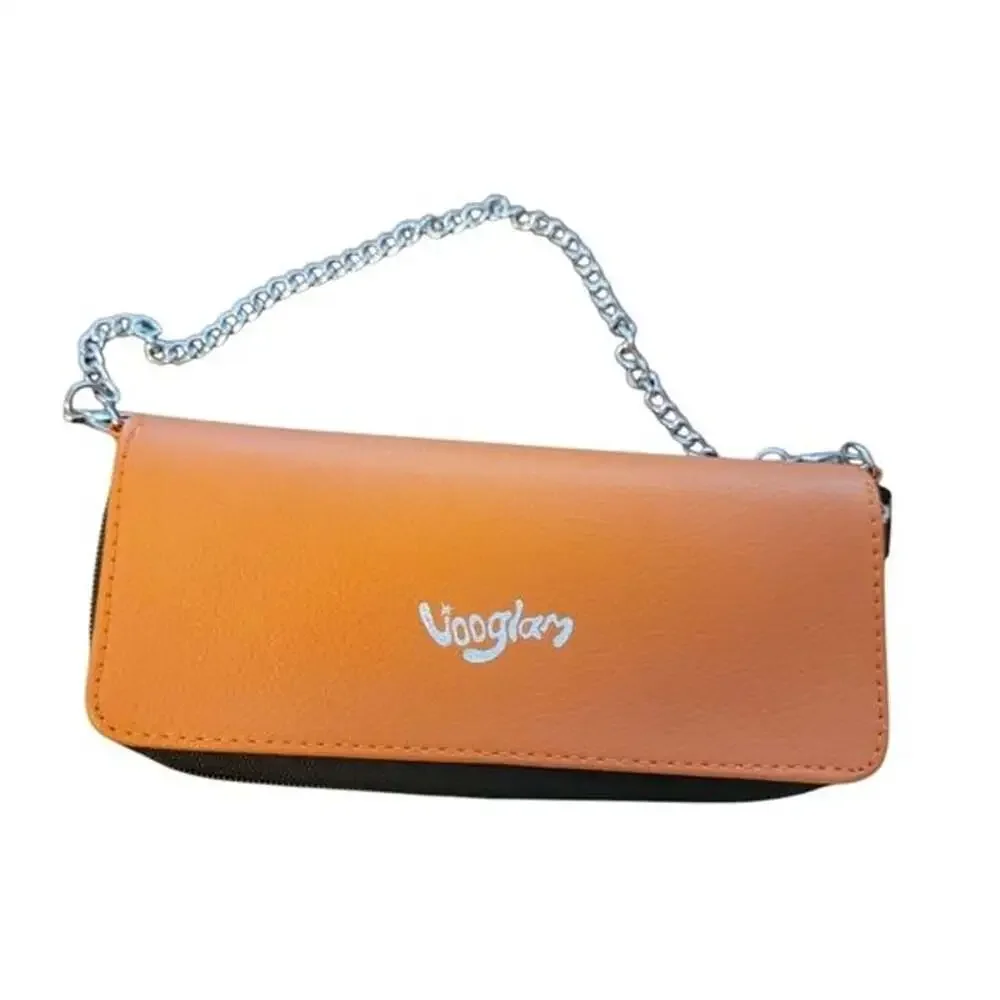 Glam Orange Clutch with Sleek Wristlet Design